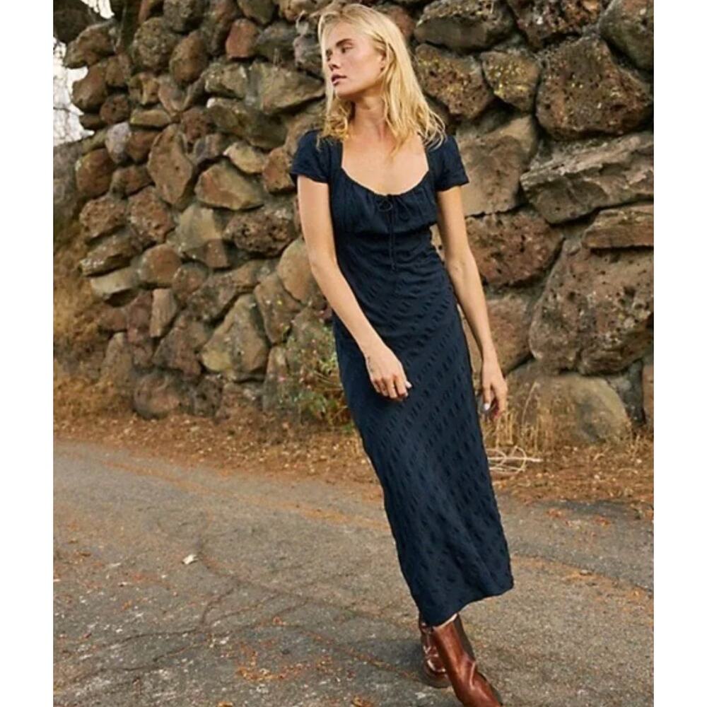 Free People Navy Midi Dress